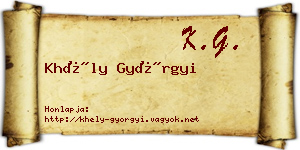 Khély Györgyi névjegykártya